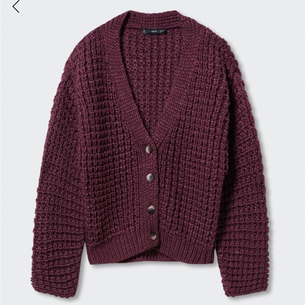 Mango Deep Burgundy Cardigan Sweater